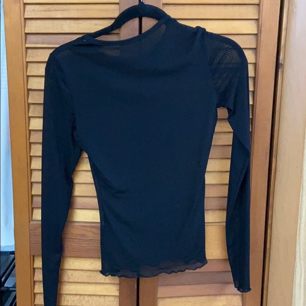 Long sleeve black mesh top